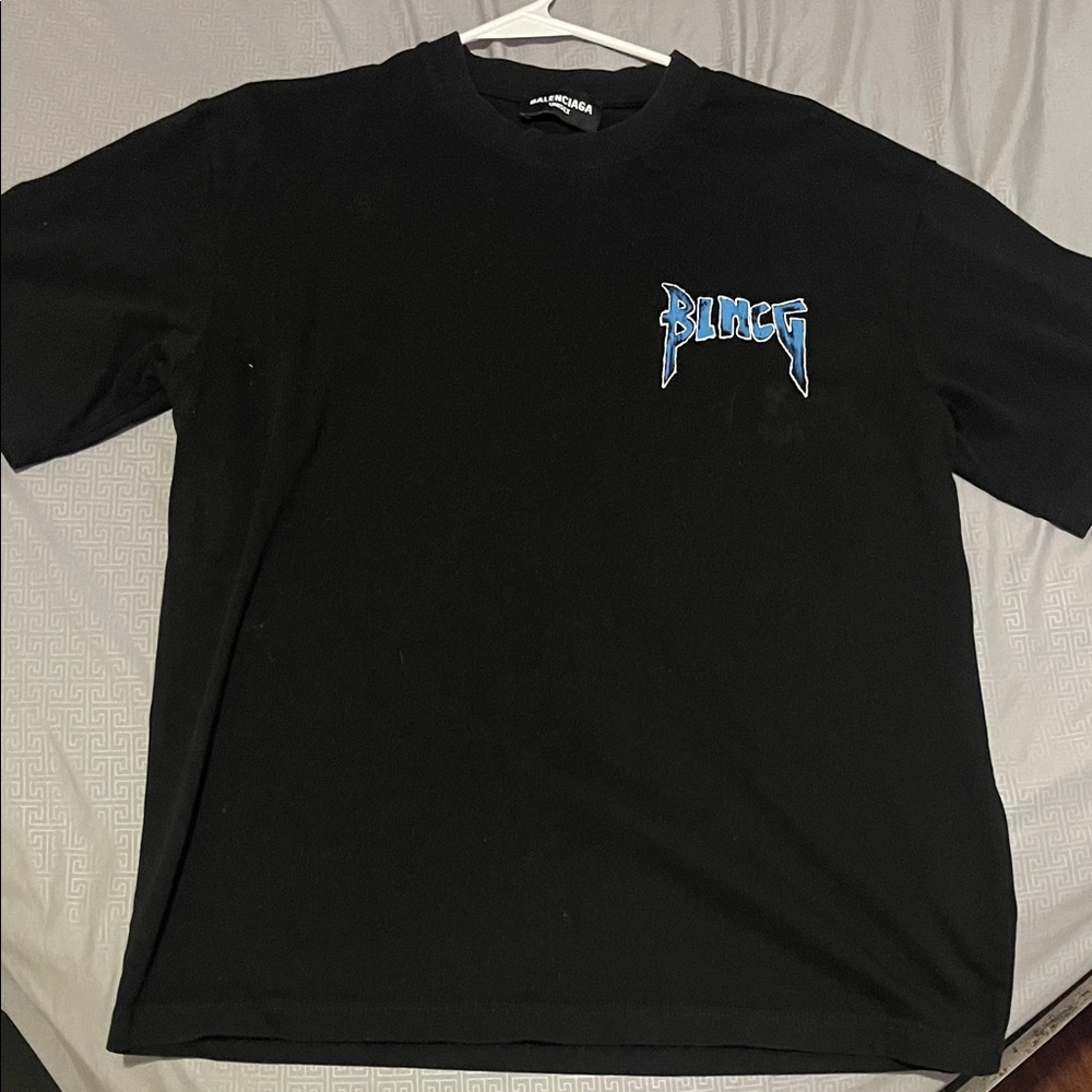 Balenciaga Black Tee with Blue Graphic